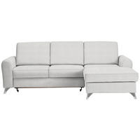 ECKSOFA in Flachgewebe Creme  244/167 cm  - Silberfarben/Creme, Design, Textil/Metall (244/167cm) - Cantus