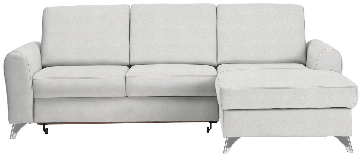 ECKSOFA in Flachgewebe Creme  244/167 cm  - Silberfarben/Creme, Design, Textil/Metall (244/167cm) - Cantus
