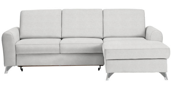 ECKSOFA Creme Flachgewebe  - Silberfarben/Creme, Design, Textil/Metall (244/167cm) - Cantus