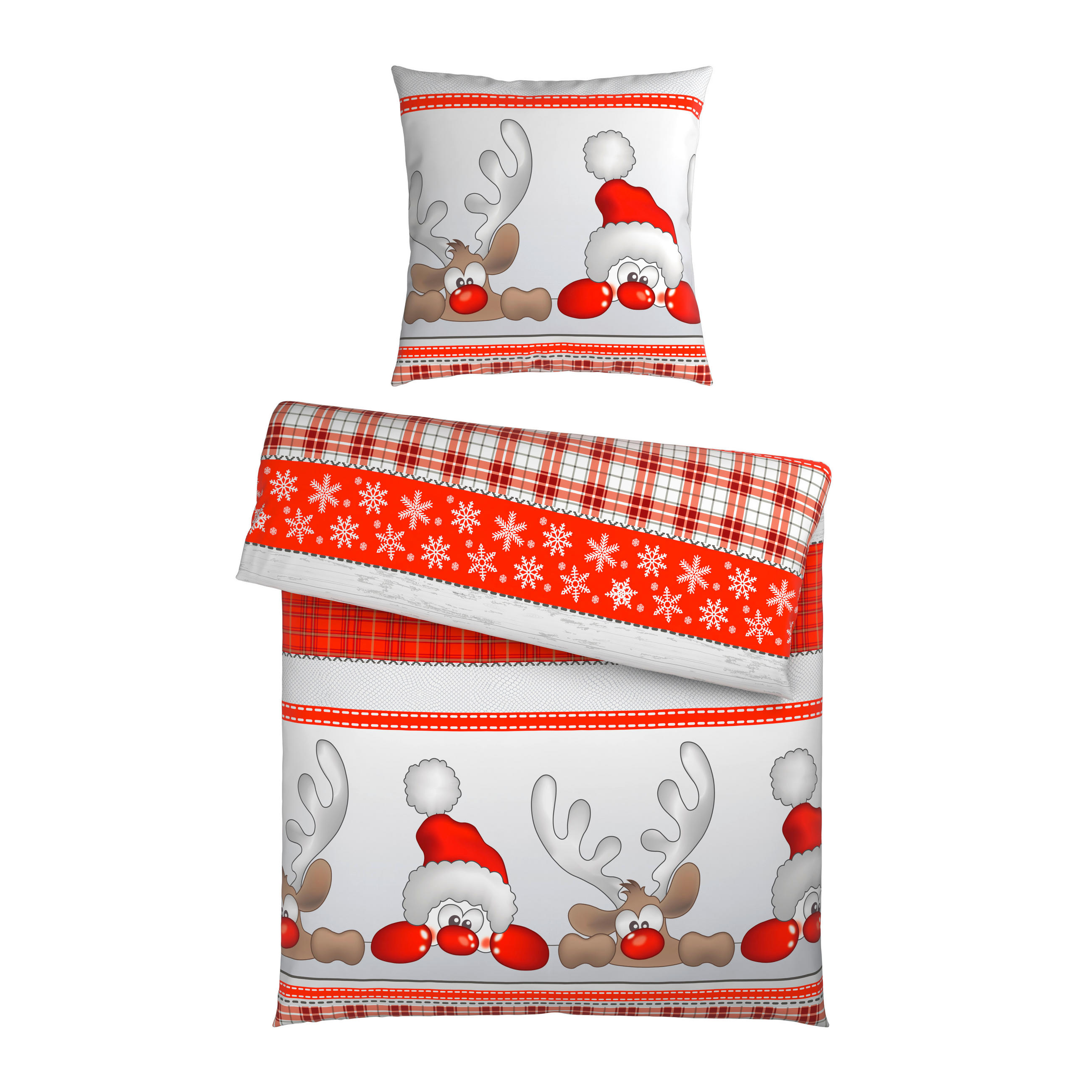 BETTWÄSCHE Flanell 135/200 cm  - Rot/Grau, Textil (135/200cm) - Esposa