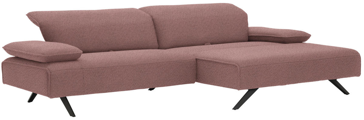 ECKSOFA in Flachgewebe Rosa  - Anthrazit/Rosa, Design, Textil/Metall (280/165cm) - Johann Jakob