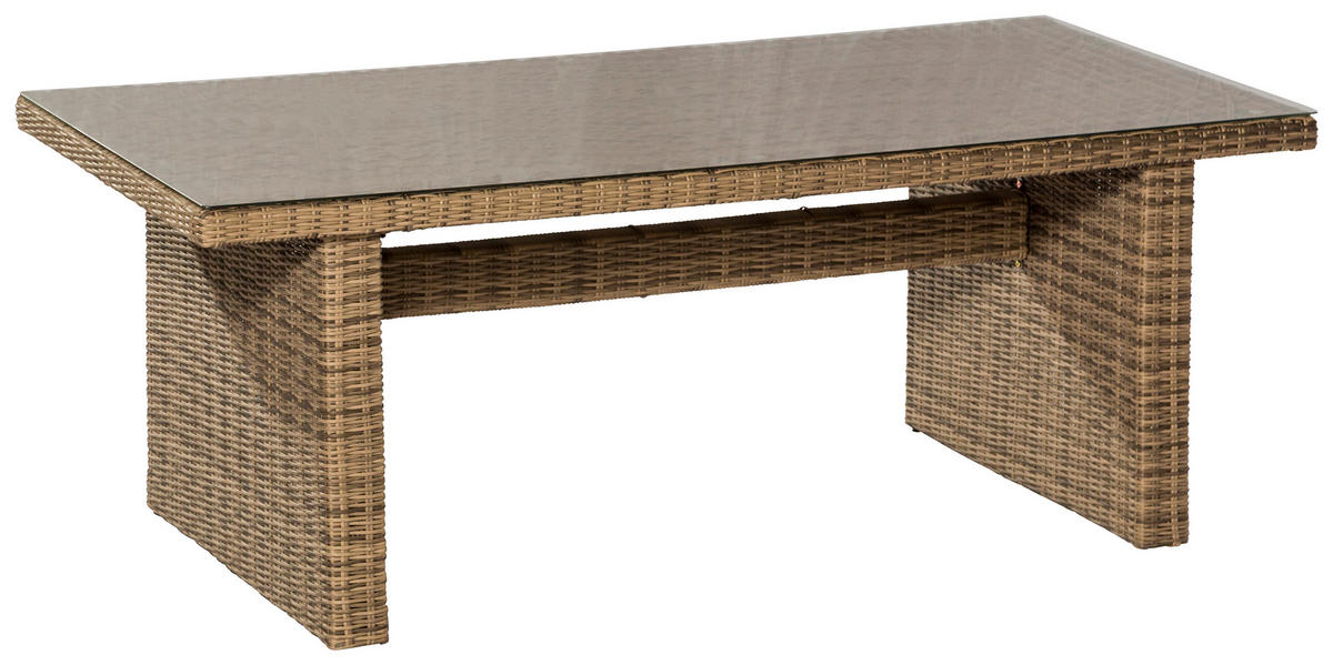 GARTENTISCH Metall, Kunststoff Naturfarben rechteckig  - Naturfarben, MODERN, Glas/Kunststoff (200/100/78cm) - Gardenson