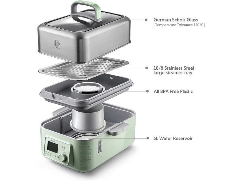 Gőzpároló, pároló edény  - pasztellzöld, Basics, fém (30/26/27cm) - BUYDEEM