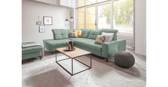 ECKSOFA in Chenille Mintgrün 240/308 cm - Schwarz/Mintgrün, Design, Textil/Metall (240/308cm) - Xora