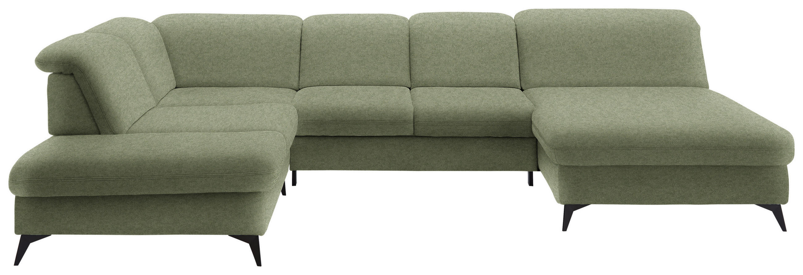 WOHNLANDSCHAFT Chenille Olivgrün  - Schwarz/Olivgrün, Design, Textil/Metall (255/369/198cm) - Beldomo Style