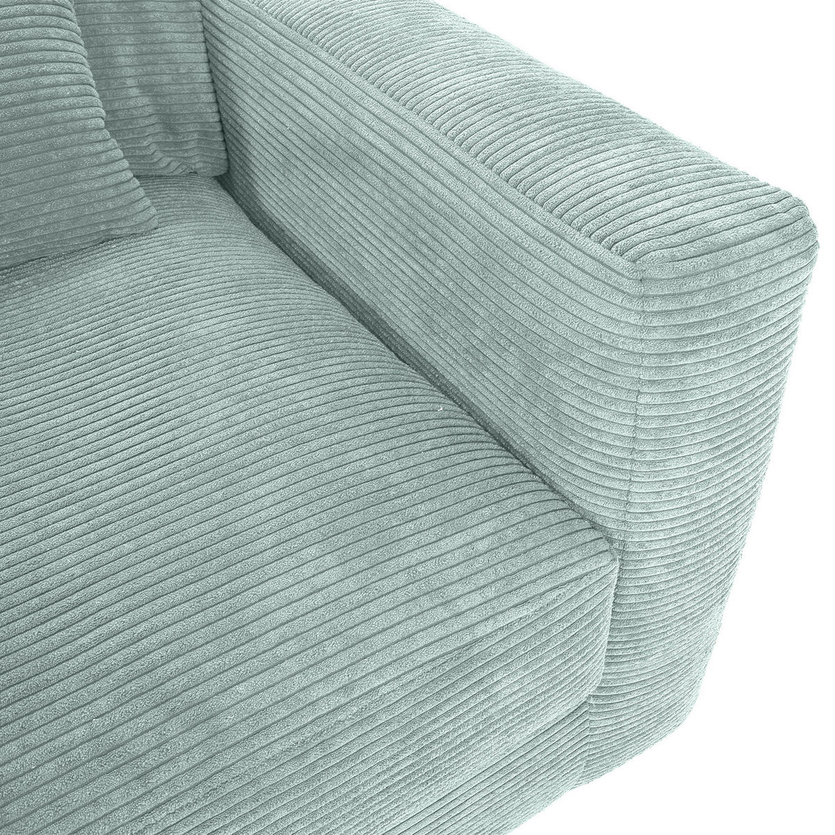 BIGSOFA in Cord Mintgrün  - Schwarz/Mintgrün, Konventionell, Kunststoff/Textil (260/66/115cm) - MID.YOU