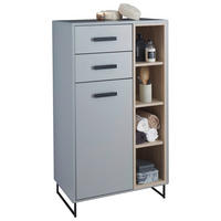 MIDISCHRANK 65/116/38 cm  - Schwarz/Grau, Natur, Holzwerkstoff/Kunststoff (65/116/38cm) - home24