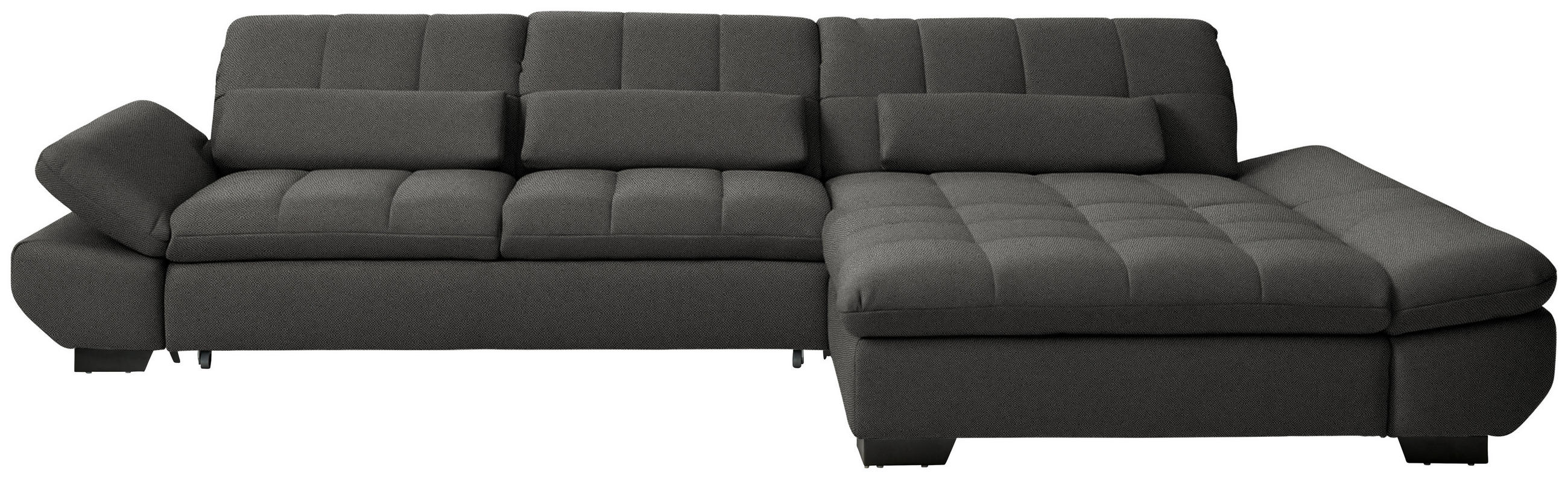 ECKSOFA  in Flachgewebe Dunkelgrau  341/204 cm  - Dunkelgrau/Schwarz, Design, Textil/Metall (341/204cm) - Xora