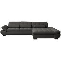 ECKSOFA  in Flachgewebe Dunkelgrau  341/204 cm  - Dunkelgrau/Schwarz, Design, Textil/Metall (341/204cm) - Xora