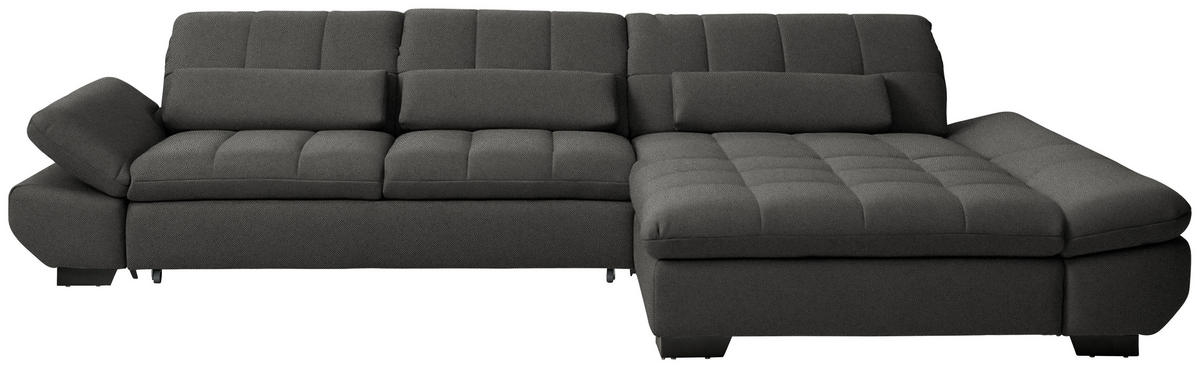 ECKSOFA  in Flachgewebe Dunkelgrau  341/204 cm  - Dunkelgrau/Schwarz, Design, Textil/Metall (341/204cm) - Xora