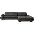 ECKSOFA  in Flachgewebe Dunkelgrau  341/204 cm  - Dunkelgrau/Schwarz, Design, Textil/Metall (341/204cm) - Xora