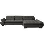 ECKSOFA  in Flachgewebe Dunkelgrau  341/204 cm  - Dunkelgrau/Schwarz, Design, Textil/Metall (341/204cm) - Xora