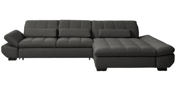 ECKSOFA  in Flachgewebe Dunkelgrau  341/204 cm  - Dunkelgrau/Schwarz, Design, Textil/Metall (341/204cm) - Xora