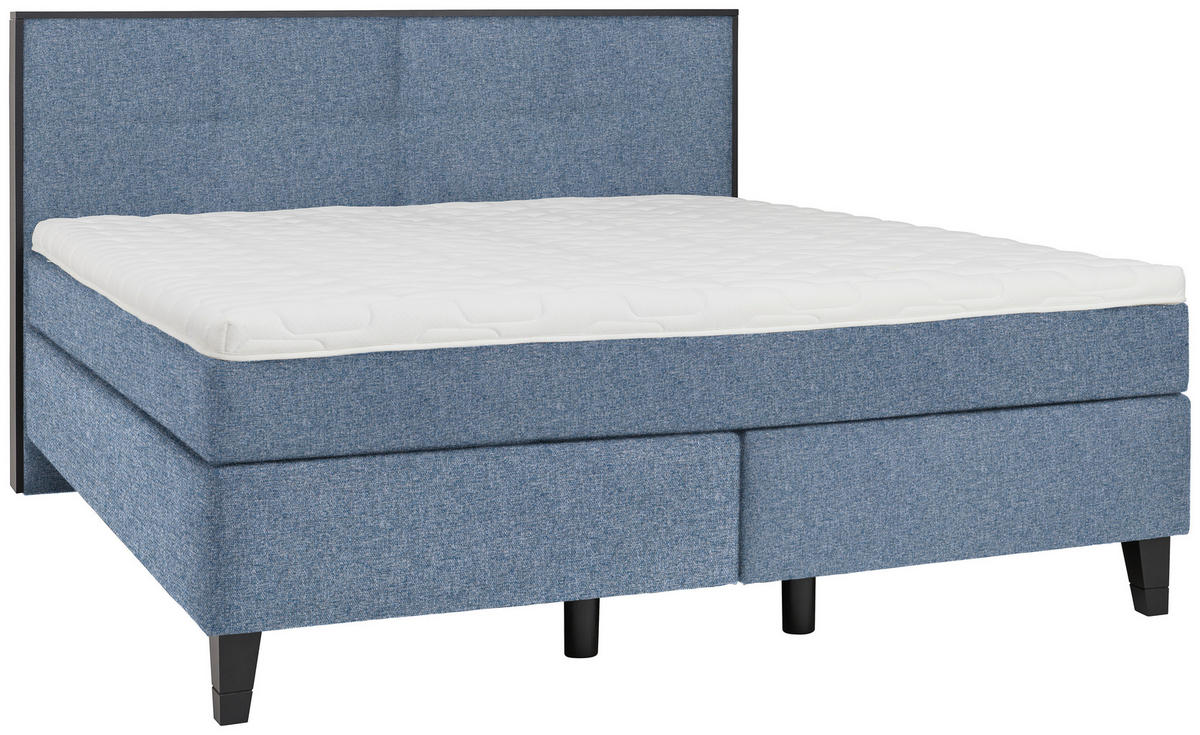 BOXSPRINGBETT 180/200 cm  in Blau  - Blau/Schwarz, Design, Holz/Textil (180/200cm) - Hom`in