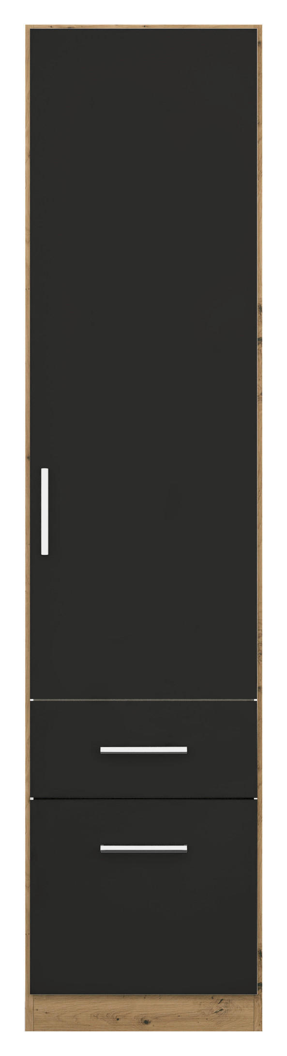 DREHTÜRENSCHRANK in Eiche Artisan, Grau  - Chromfarben/Eiche Artisan, Modern, Holzwerkstoff/Kunststoff (47/197/54cm) - Rauch Möbel