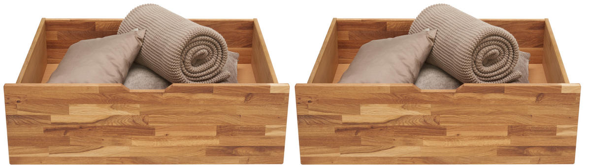 BETTKASTENSET  in Wildeiche  - Wildeiche, Natur, Holz/Kunststoff (83/29/68cm) - Carryhome