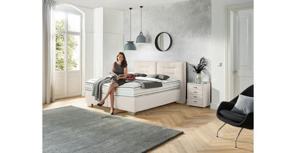 BOXSPRINGBETT 200/200 cm in Beige - Chromfarben/Beige, KONVENTIONELL, Textil (200/200cm) - Dieter Knoll