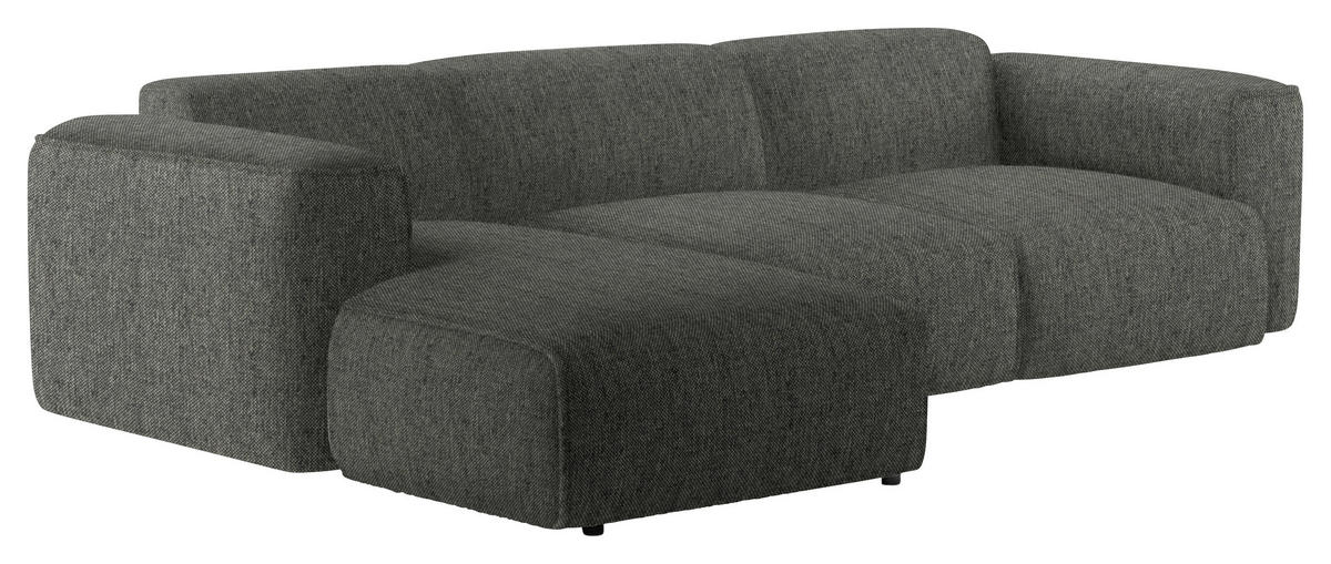 ECKSOFA Dunkelgrün Webstoff Rücken echt  - Dunkelgrün/Schwarz, Design, Kunststoff/Textil (171/290cm) - home24
