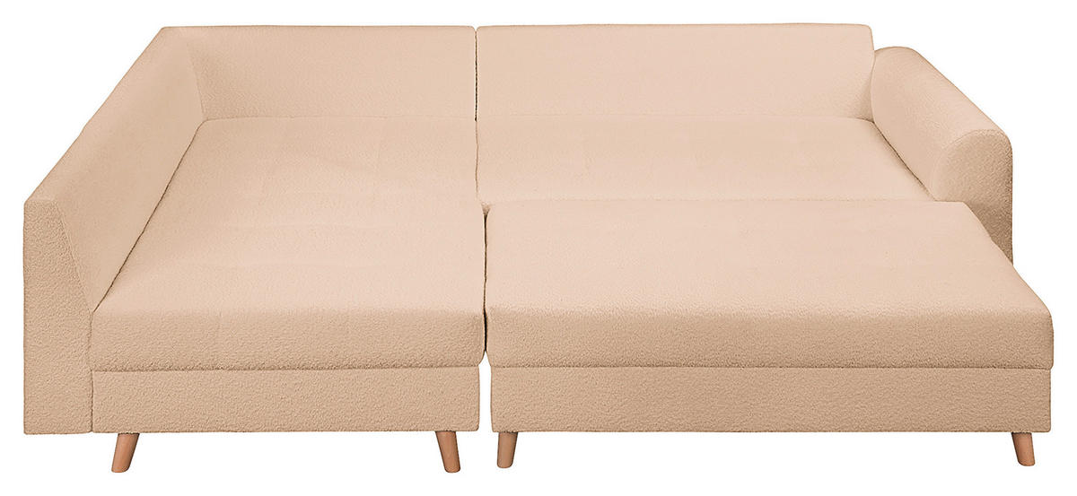 ECKSOFA inkl. Hocker Ariella Beige Bouclé  - Beige/Naturfarben, Design, Holz/Textil (161/231cm) - Livetastic