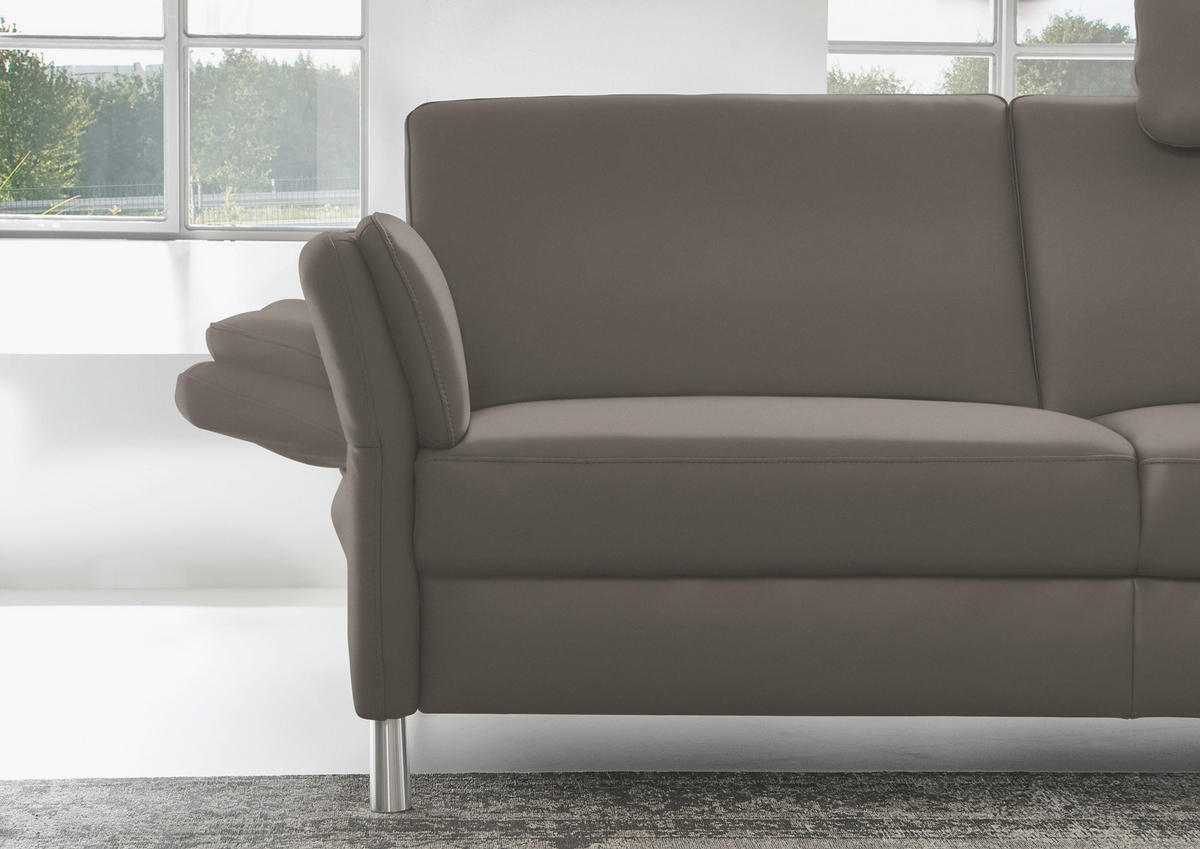 2,5-SITZER in Echtleder Graubraun  - Graubraun/Alufarben, Design, Leder/Metall (164/82/99cm) - Dieter Knoll
