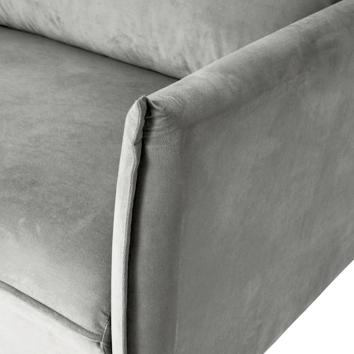 3-SITZER-SOFA JULI in Samt Dunkelgrau  - Dunkelgrau/Schwarz, Design, Holz/Textil (203/86/100cm) - P & B