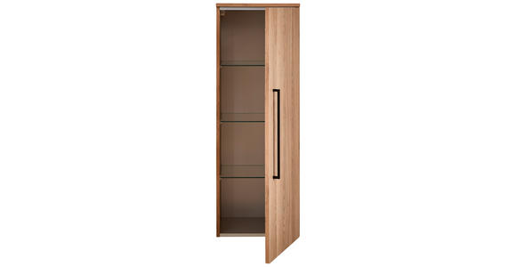MIDISCHRANK 40/113,6/30 cm  - Eichefarben/Schwarz, KONVENTIONELL, Glas/Holzwerkstoff (40/113,6/30cm) - Novel