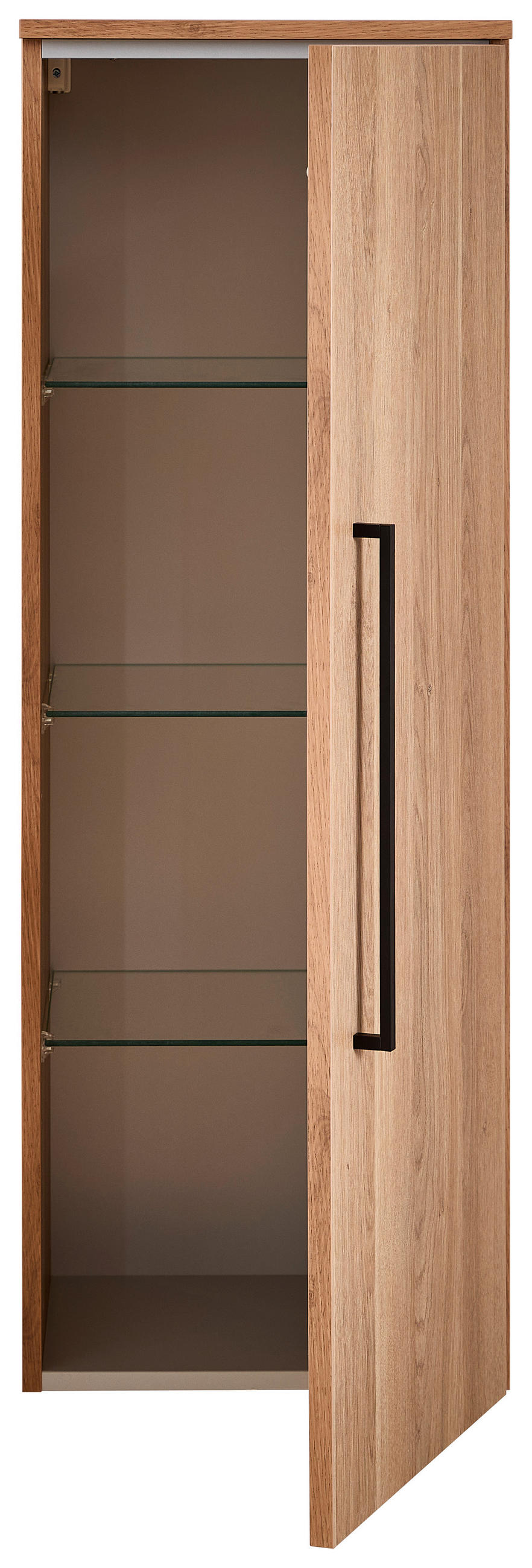 MIDISCHRANK  - Eichefarben/Schwarz, KONVENTIONELL, Glas/Holzwerkstoff (40/113,6/30cm) - Novel