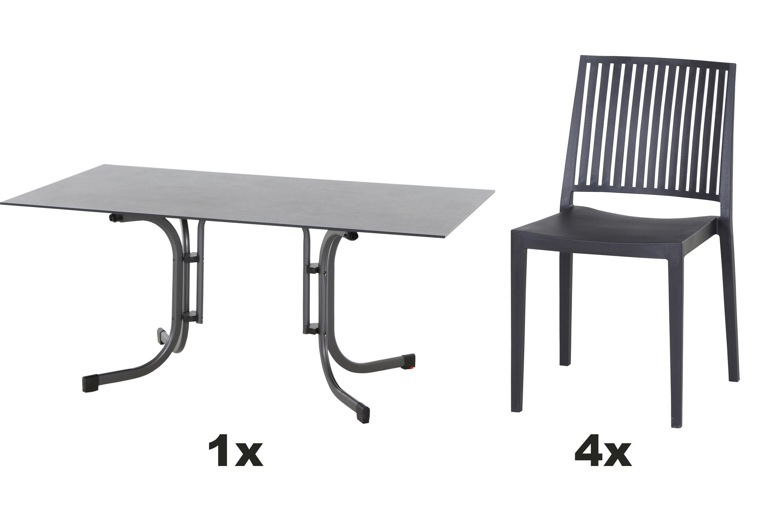 GARTENGARNITUR 5-teilig  - Anthrazit, Basics, Holzwerkstoff/Kunststoff (57/80/56cm) - Siena Garden