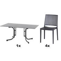 GARTENGARNITUR 5-teilig Stahl 5-teilig  - Anthrazit, Basics, Kunststoff/Metall (57/80/56cm) - Siena Garden