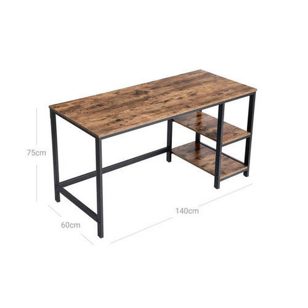 PSACÍ STŮL, hnědá, černá, 140/60/75 cm - černá/hnědá, Basics, kov/kompozitní dřevo (140/60/75cm) - Boxxx