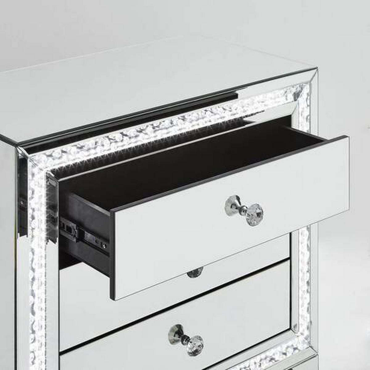 KOMÓD 80,7/74/45,3 cm  - ezüstszínű, Design, faalapú anyag/Üveg (80,7/74/45,3cm) - Xora