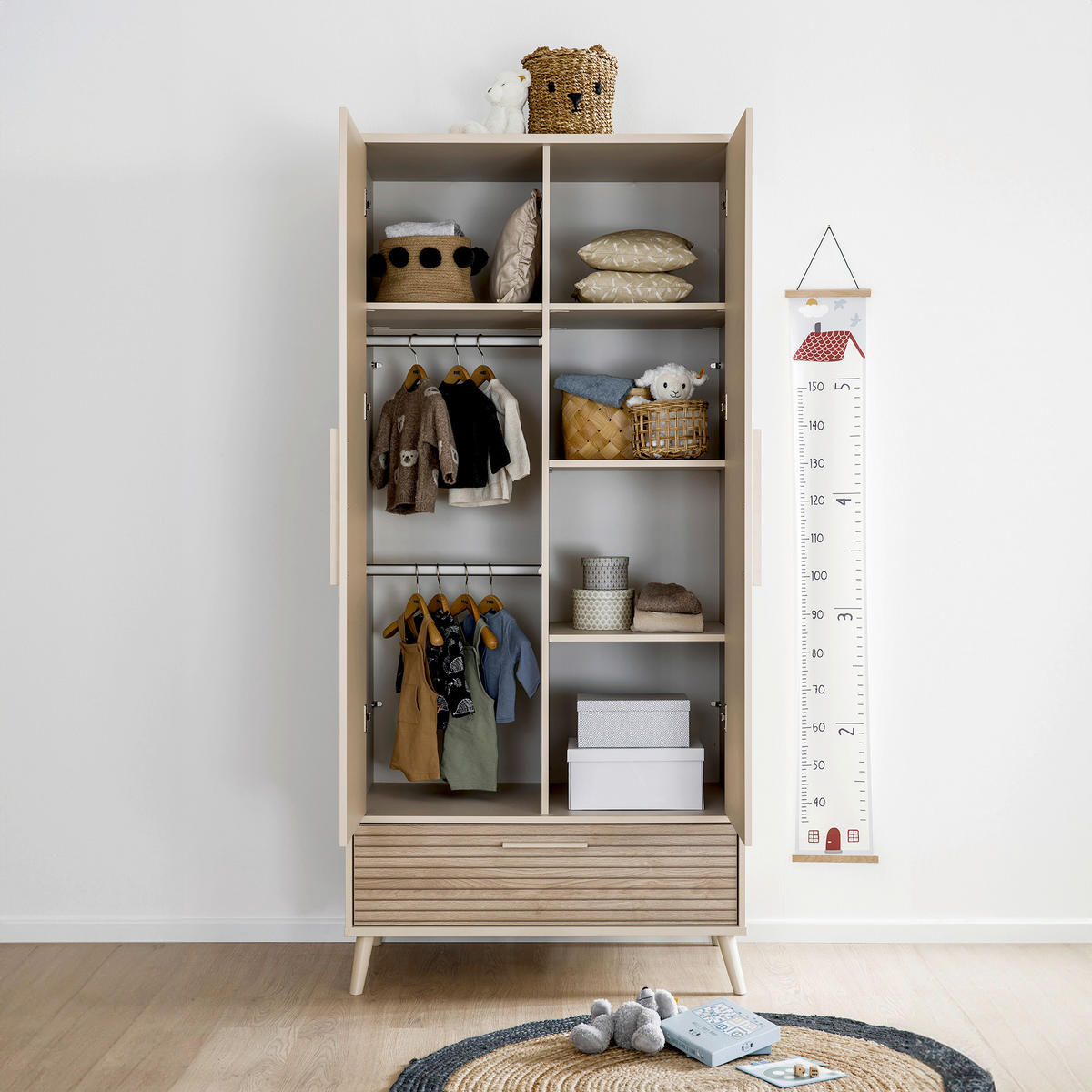 BABYKLEIDERSCHRANK Eefje Eichefarben, Beige  - Eichefarben/Beige, Basics, Holzwerkstoff (94,8/203,5/57,1cm) - Paidi