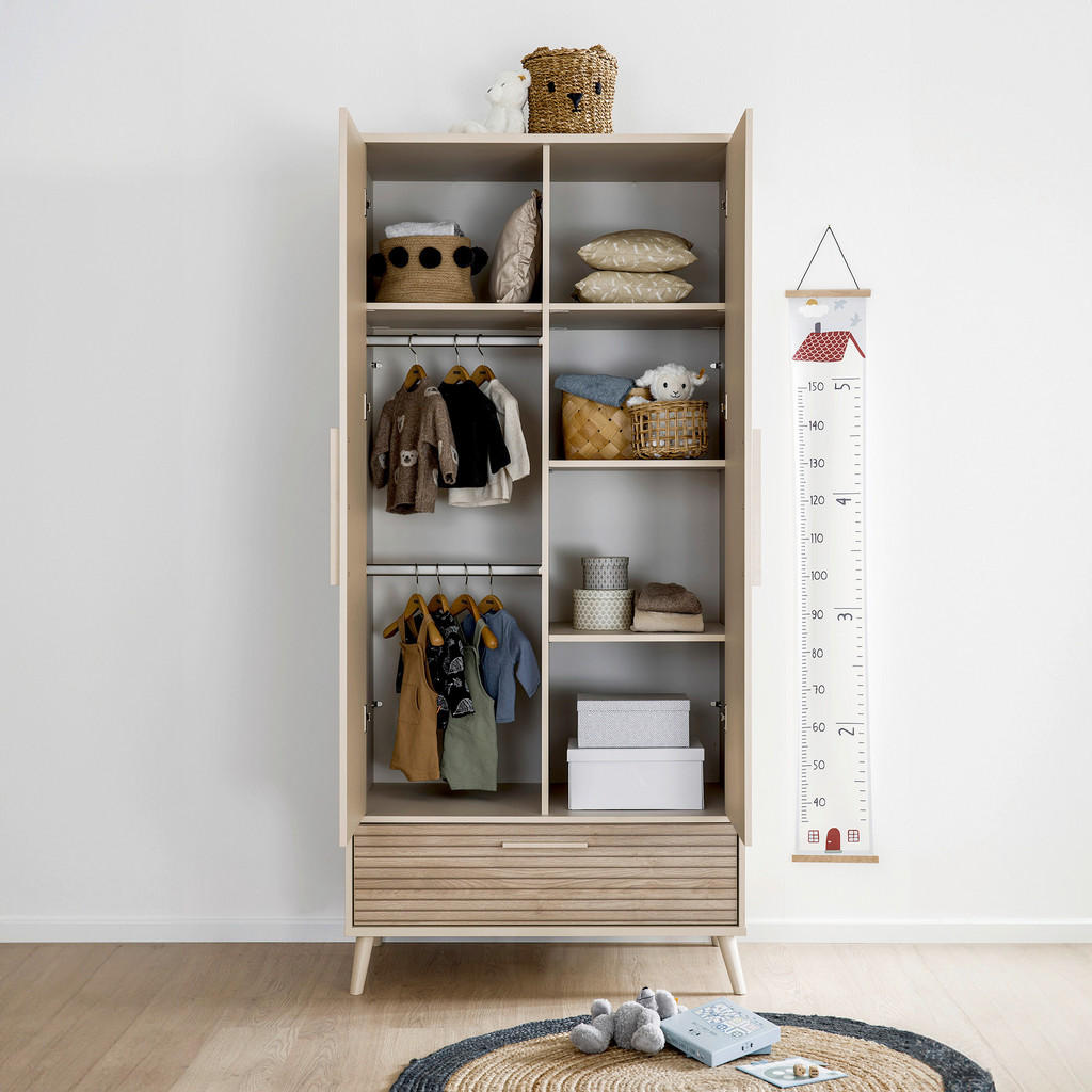 Thumbnail - Paidi Babykleiderschrank Eefje, Eiche, Beige, Holzwerkstoff, 94.8x203.5x57.1 cm, Blauer Engel, Goldenes M, Babymöbel, Ba...