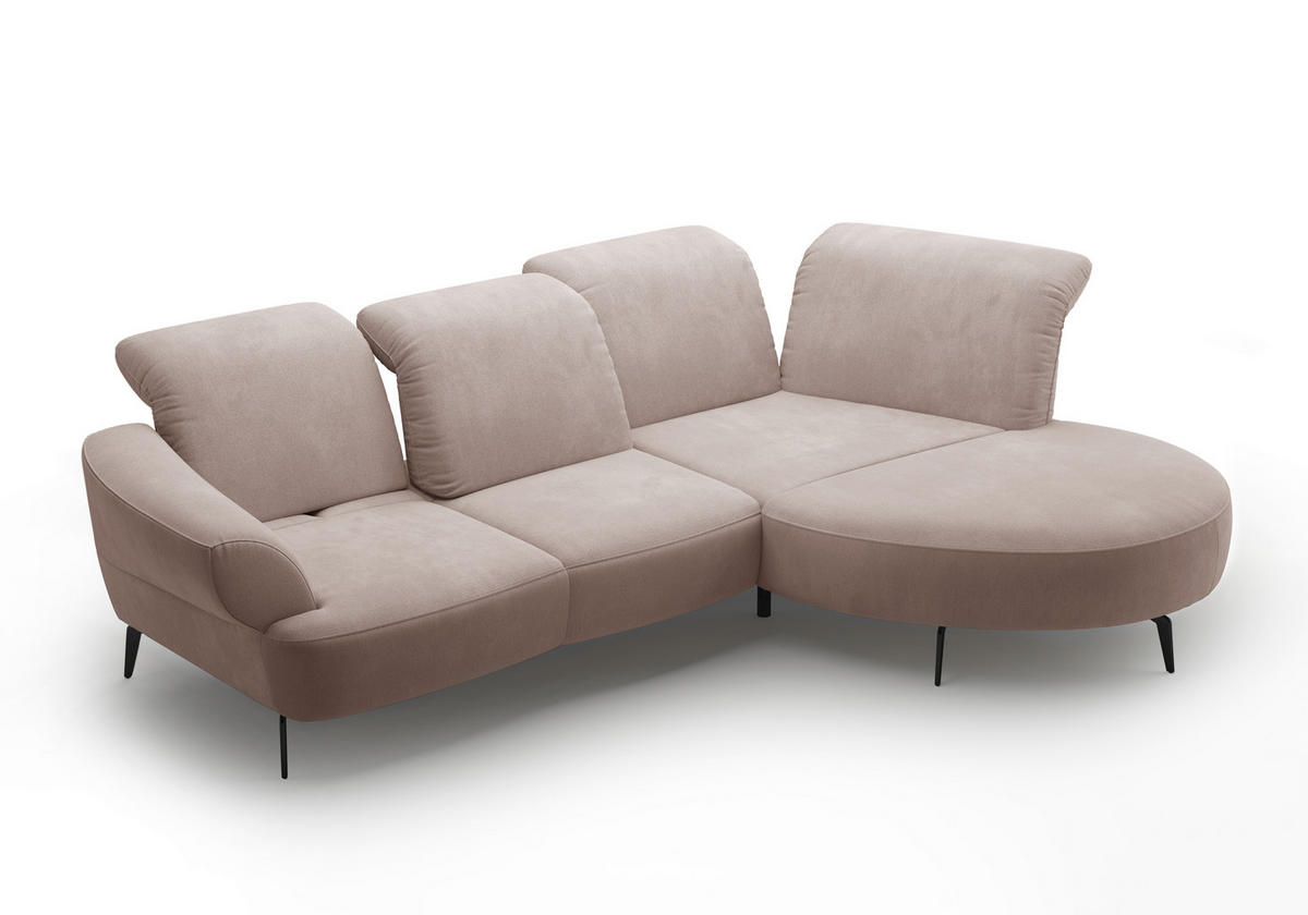 ECKSOFA in Flachgewebe Greige  - Greige/Schwarz, Modern, Textil/Metall (313/208cm) - Sit & More