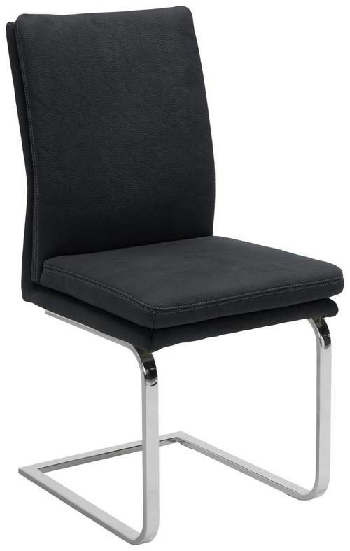 SCHWINGSTUHL  in Stahl Mikrofaser  - Chromfarben/Schwarz, Design, Textil/Metall (47/100/64cm) - Novel