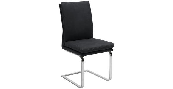SCHWINGSTUHL in Stahl Mikrofaser - Chromfarben/Schwarz, Design, Textil/Metall (47/100/64cm) - Novel
