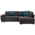 ECKSOFA in Webstoff Schwarz, Petrol  - Chromfarben/Anthrazit, Design, Kunststoff/Textil (276/212cm) - Carryhome