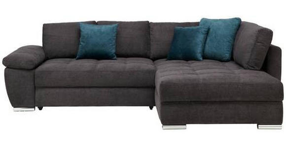 ECKSOFA Schwarz Webstoff  - Chromfarben/Anthrazit, Design, Kunststoff/Textil (276/212cm) - Carryhome