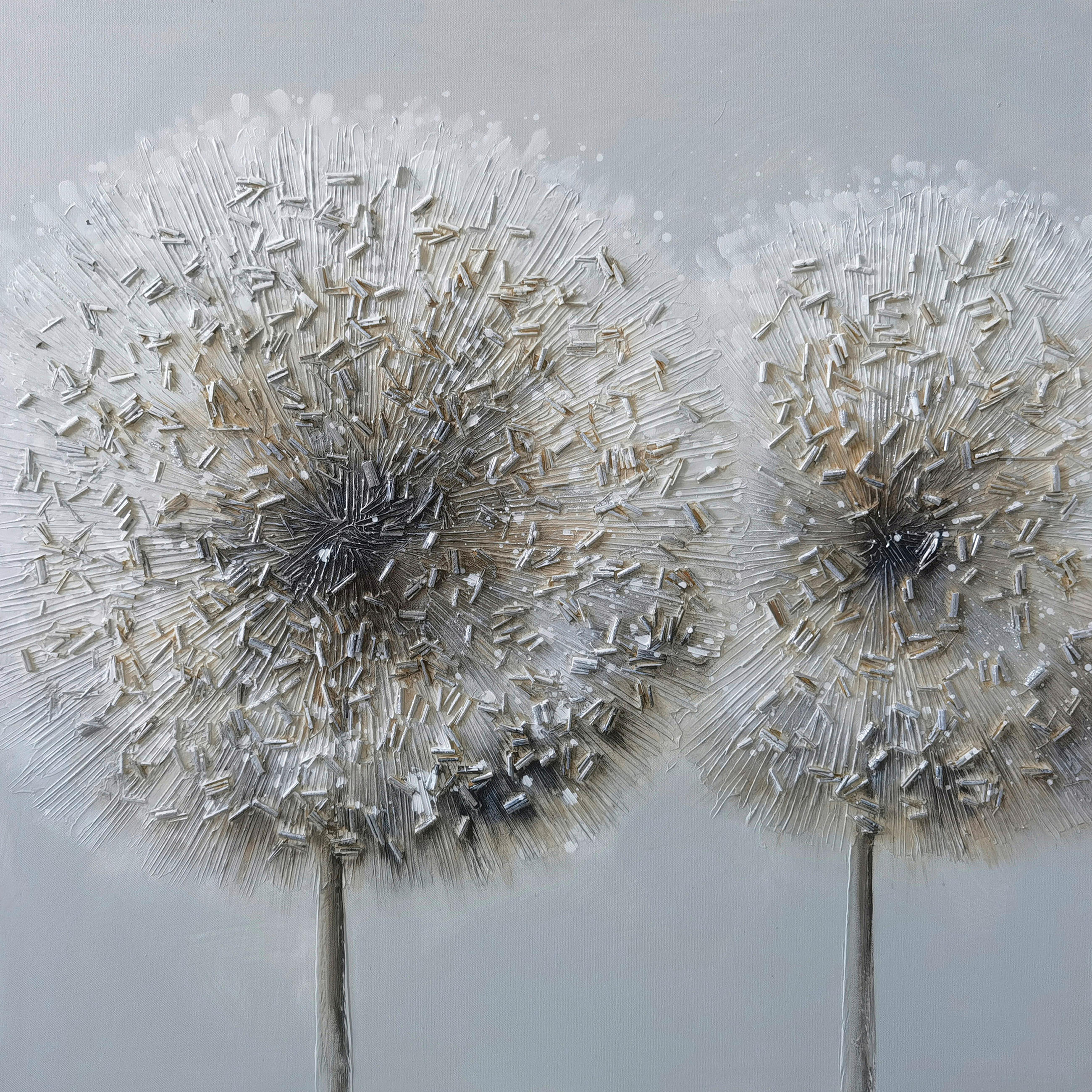 ÖLGEMÄLDE Blumen 85/85 cm  - Braun/Weiß, Design, Holz/Textil (85/85cm) - Monee