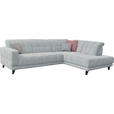 ECKSOFA  in Webstoff Hellgrau  302/216 cm  - Hellgrau/Schwarz, Design, Holz/Textil (302/216cm) - Xora