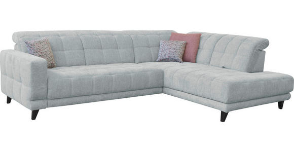 ECKSOFA  in Webstoff Hellgrau  302/216 cm  - Hellgrau/Schwarz, Design, Holz/Textil (302/216cm) - Xora