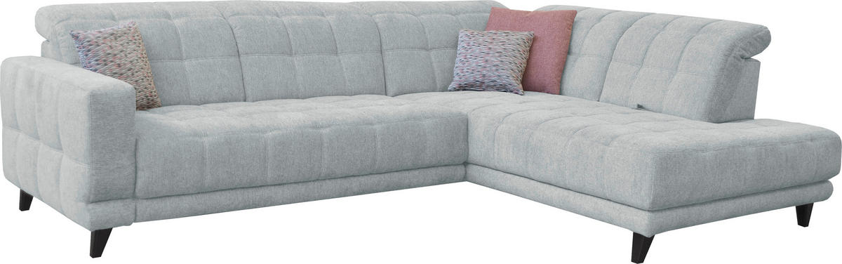 ECKSOFA  in Webstoff Hellgrau  302/216 cm  - Hellgrau/Schwarz, Design, Holz/Textil (302/216cm) - Xora