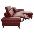 ECKSOFA in Echtleder Rot  - Rot/Alufarben, Design, Leder/Metall (316/184cm) - Cantus