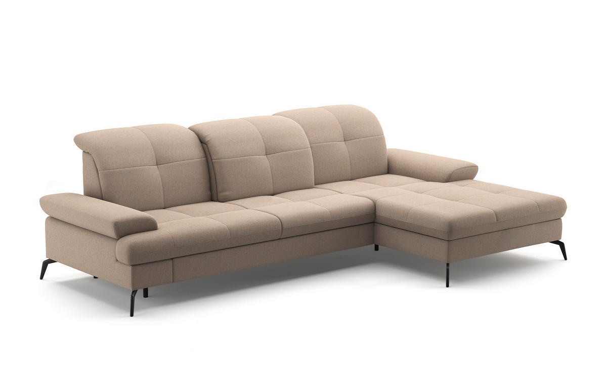 ECKSOFA in Flachgewebe Taupe  - Taupe/Schwarz, Konventionell, Textil/Metall (279/185cm) - Sit & More