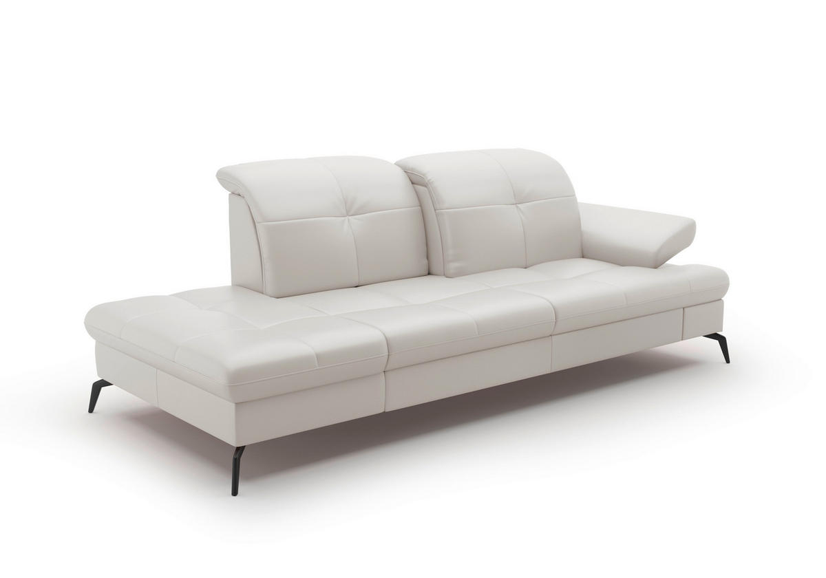 RÉCAMIERE Weiß Kombination Echtleder/Stoff Vliesstoff  - Schwarz/Weiß, KONVENTIONELL, Leder/Textil (231/90/122cm) - Sit & More