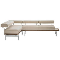 ECKBANK 190/266 cm  in Creme, Nussbaumfarben, Alufarben, Hellbraun  - Hellbraun/Nussbaumfarben, Design, Glas/Leder (190/266cm) - Joop!