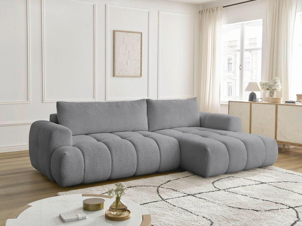 ECKSCHLAFSOFA FUJI Bouclé Dunkelgrau  inkl.  - Dunkelgrau/Schwarz, MODERN, Kunststoff/Textil (292/160cm)