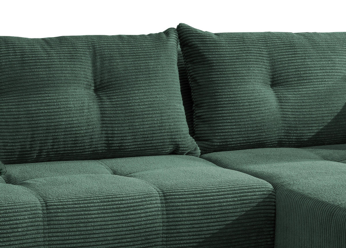 ECKSOFA in Cord Dunkelgrün  - Dunkelgrün/Schwarz, Modern, Holz/Textil (246/177cm) - MID.YOU