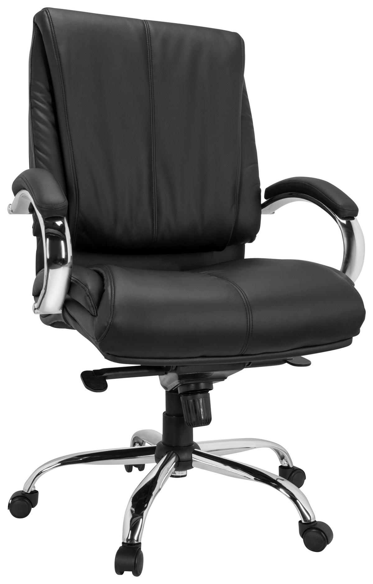 CHEFSESSEL Lederlook Schwarz  - Silberfarben/Schwarz, Basics, Kunststoff/Textil (66/113/70cm) - MID.YOU