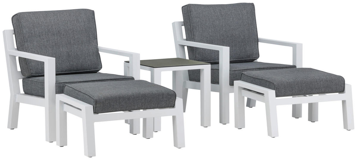 LOUNGEGRUPP 5 delar  - vit/grå, Basics, metall/textil